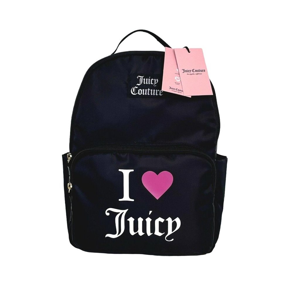 Juicy Couture Backpack Black I LOVE JUICY Shoulder Bag Travel Purse 21JC9YMMBBK
